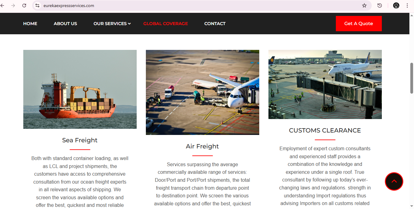 Eureka Express Services Website Design By Senator Nonso